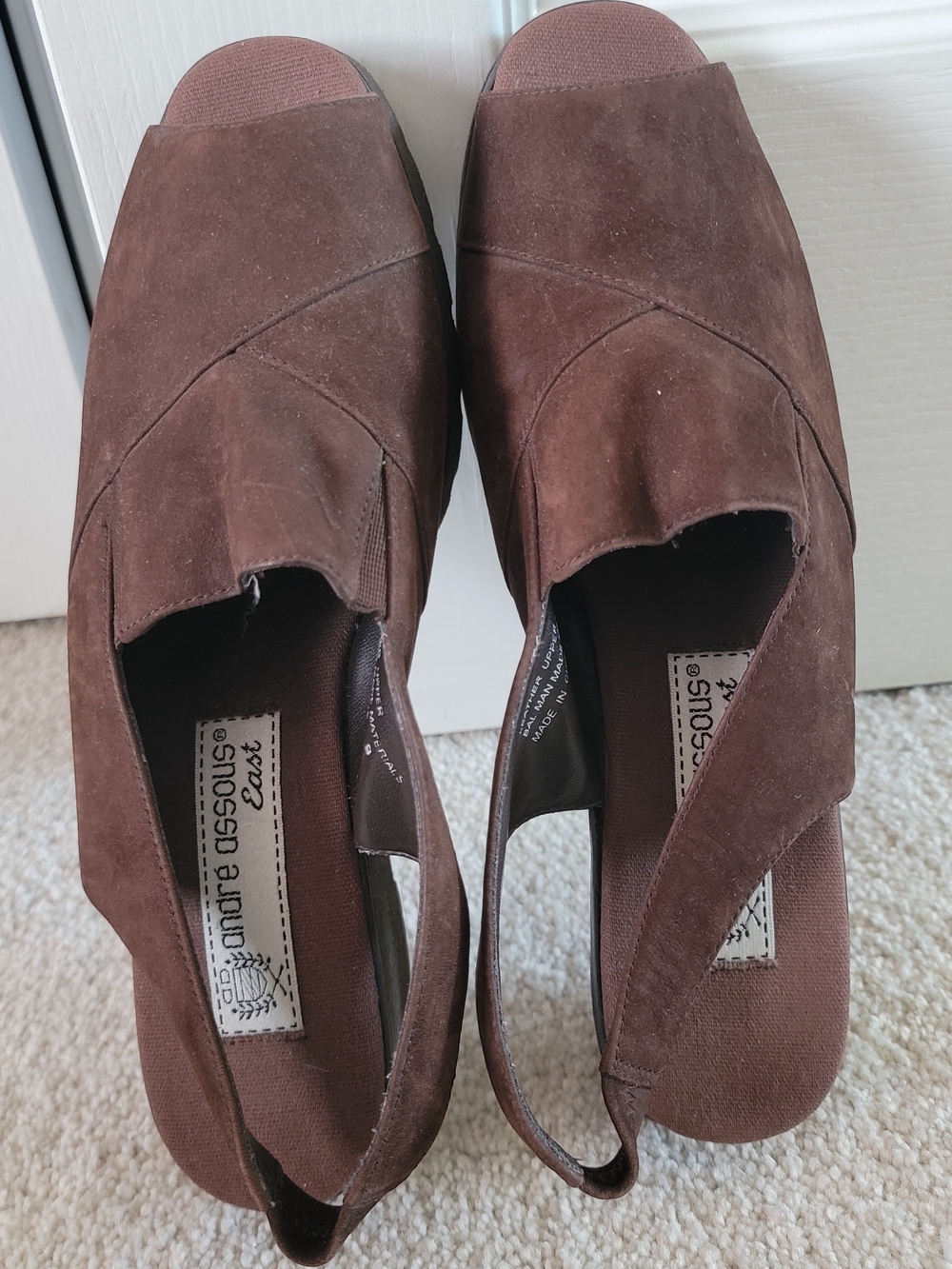 Andree Brown Suede Open-Toe Slingback Mules